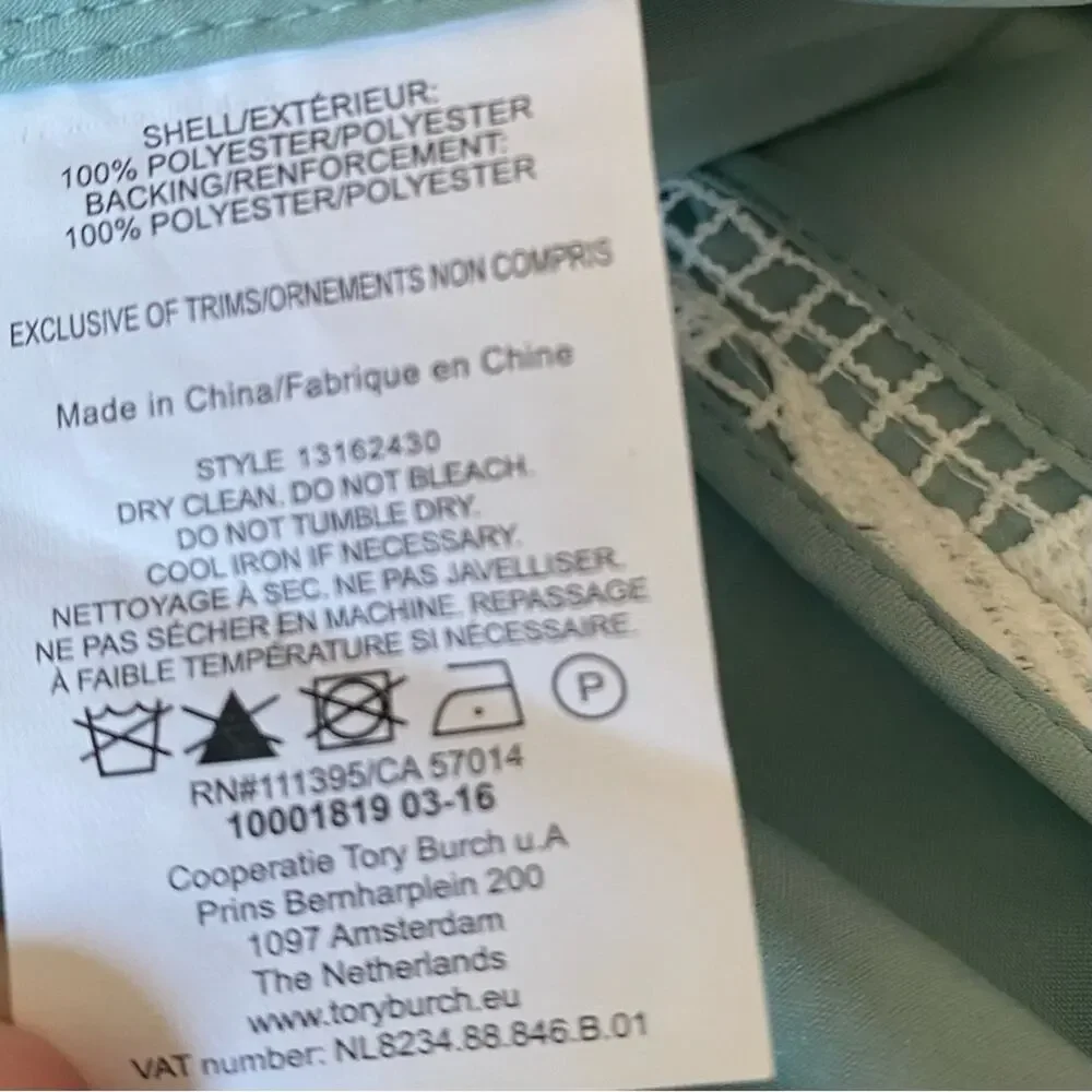 Tory Burch Brooklynn Lace Dress V-Neck size 6 White Sea Moss Green Lining - Picture 8 of 8